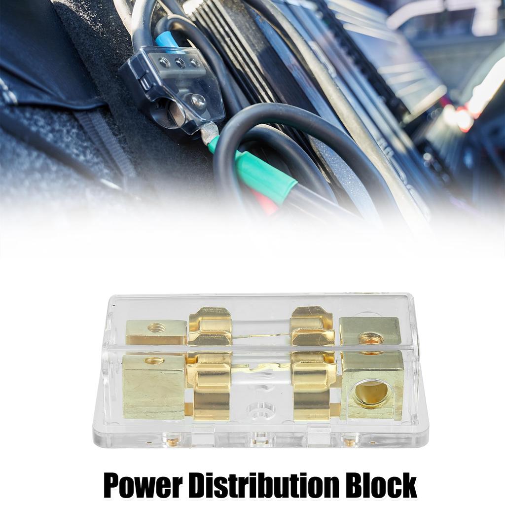 uxcell 4 8 AWG Gauge 60A AGU Fuse Holder 2 Way Distribution Block Car Audio Splitter