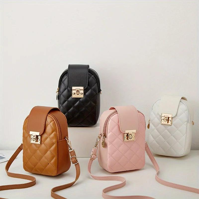 Chic Embroidered Quilted Crossbody Phone Bag For Women Versatile Shoulder Purse With Detachable Belt Premium Durable