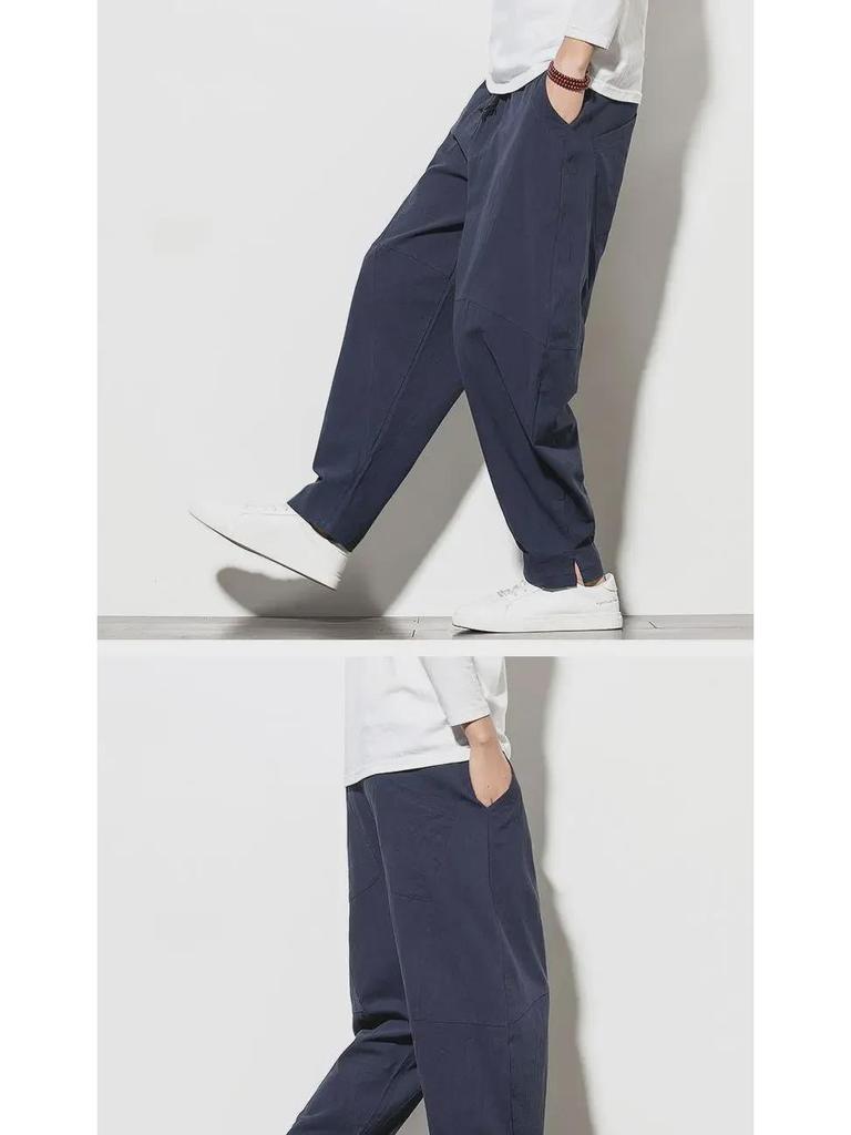 Men's Loose Fit Linen Pants: Chinese-Style Summer Harem Trousers