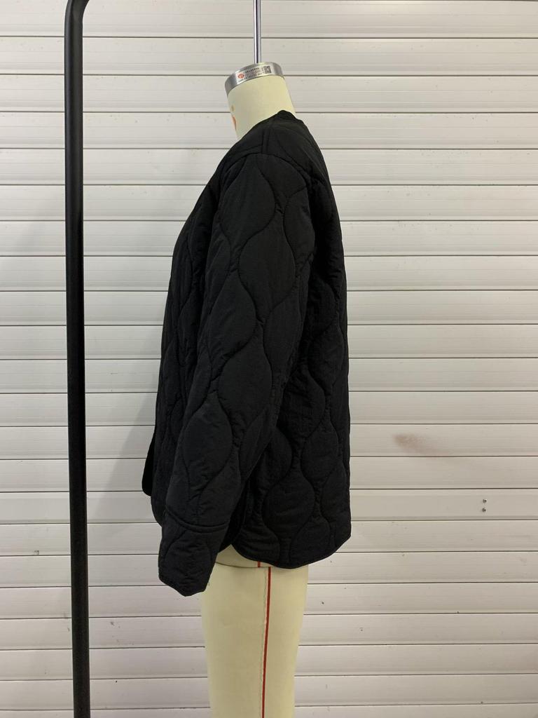 2024 Autumn/Winter Plus Size Women's European & American Diamond Pattern Quilted Cotton Jacket