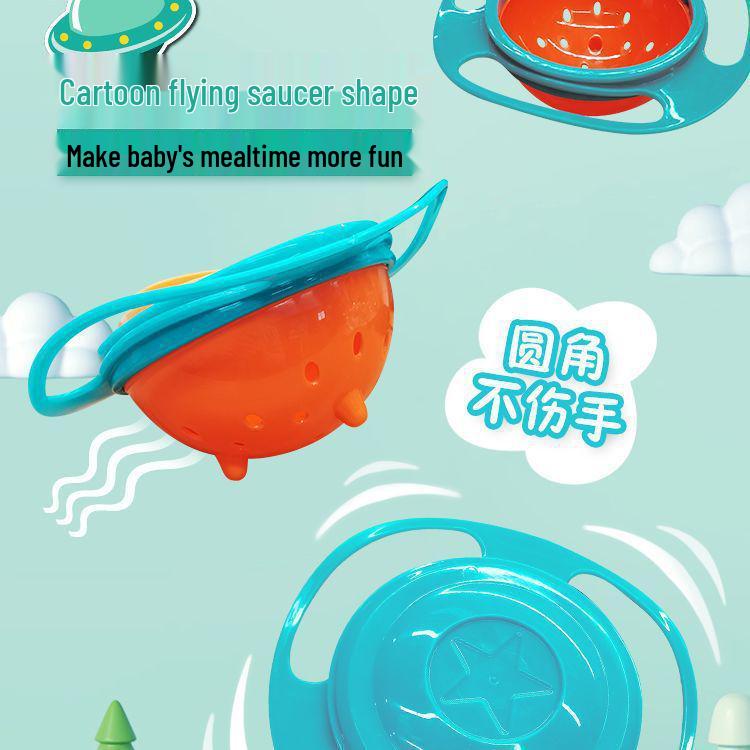 קערת תינוק מסתובבת 360° מונעת שפיכה - עיצוב ג'ירו צלחת מעופפת לילדים