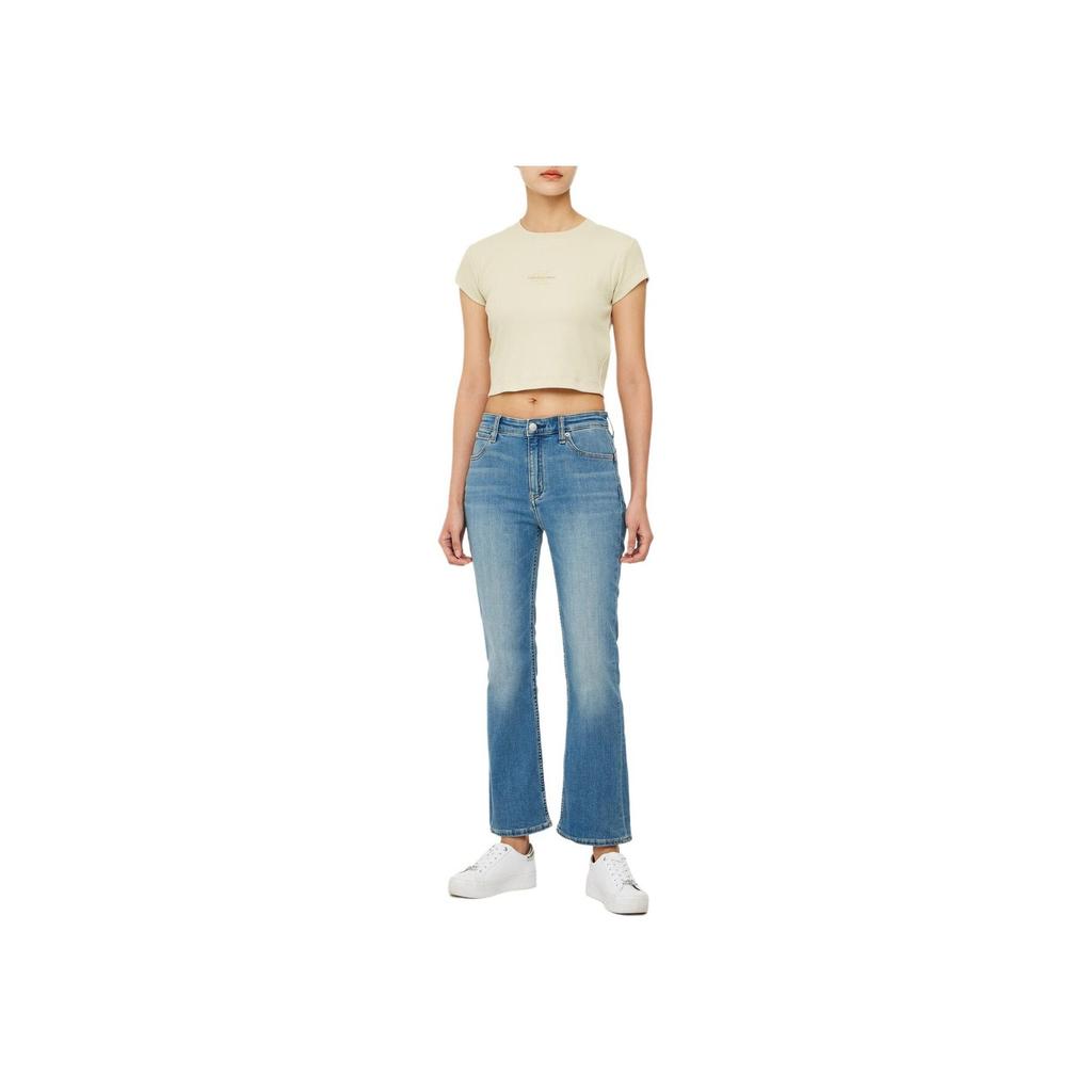 Calvin Klein Jeans Letter Pattern Solid Color Short Sleeve T-Shirt Women Tops Green J221171-LFU