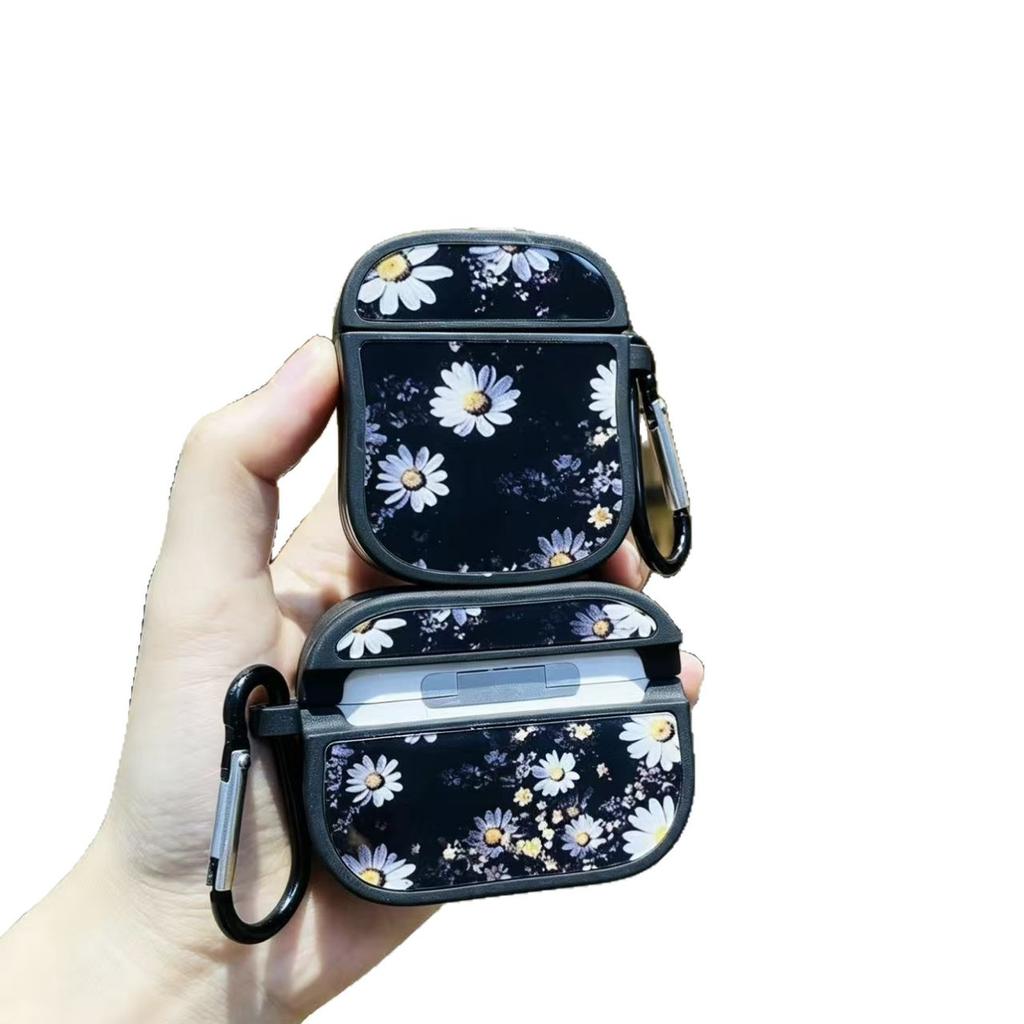 White chrysanthemum black edge striped apple earphone case for apple AirPods 1 earphone cover AirPods Pro 1