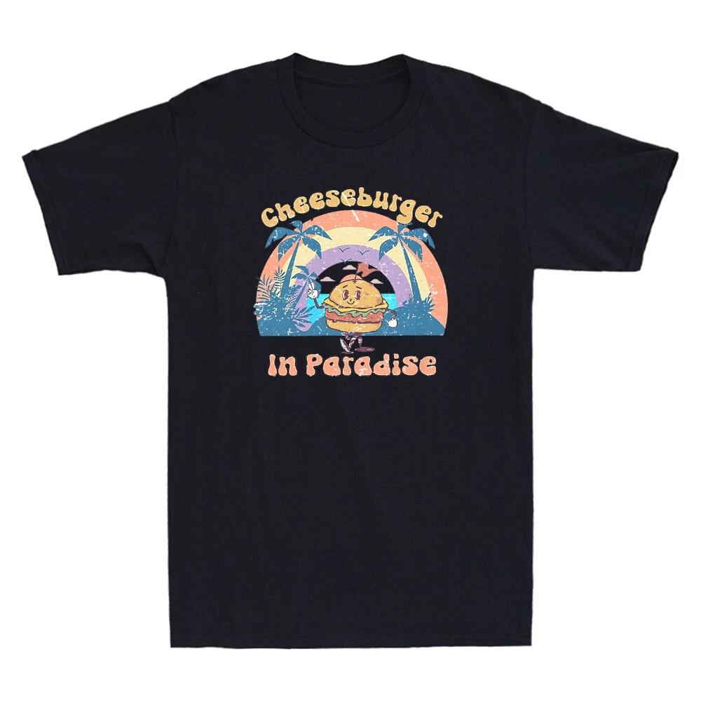 Cheeseburger In Paradise Funny Summer Vacation Vibe Gifts Vintage Unisex T-Shirt XL