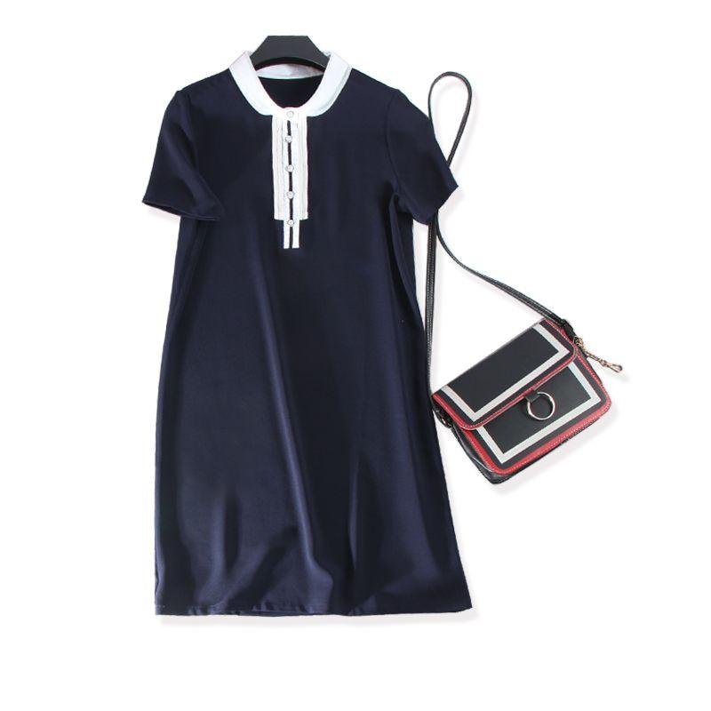 

Age-Reducing Non-Mainstream Style Organza Craft Non-Iron Dress Dark Blue 3XL
