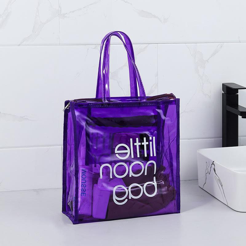 

Модная прозрачная сумка-тоут большой вместимости для путешествий фиолетовый