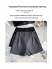 Women's Winter 2024 Black Woolen High-Waisted Wide-Leg Bootcut Shorts