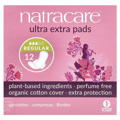 Ultra Extra Pads, Organic Cotton Cover, Regular, 12 Pack
