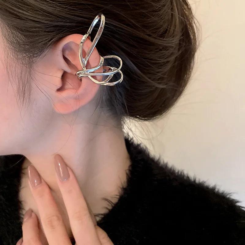 1PCS Women Korean Fashion Butterfly Ear Clip Jewelry Accessories Fake Piercing Aesthetic Statement Vintage Earrings