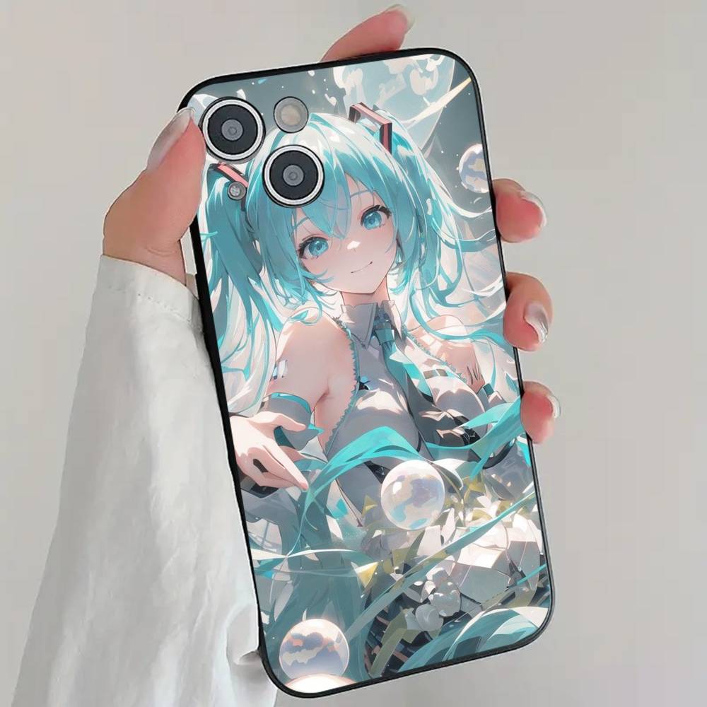 Virtual Singer H-Hatsune M-Miku Phone Case Cool Black Silicone Soft For IPhone 16 15 14 13 12 11 X XR Plus Pro Max Plus