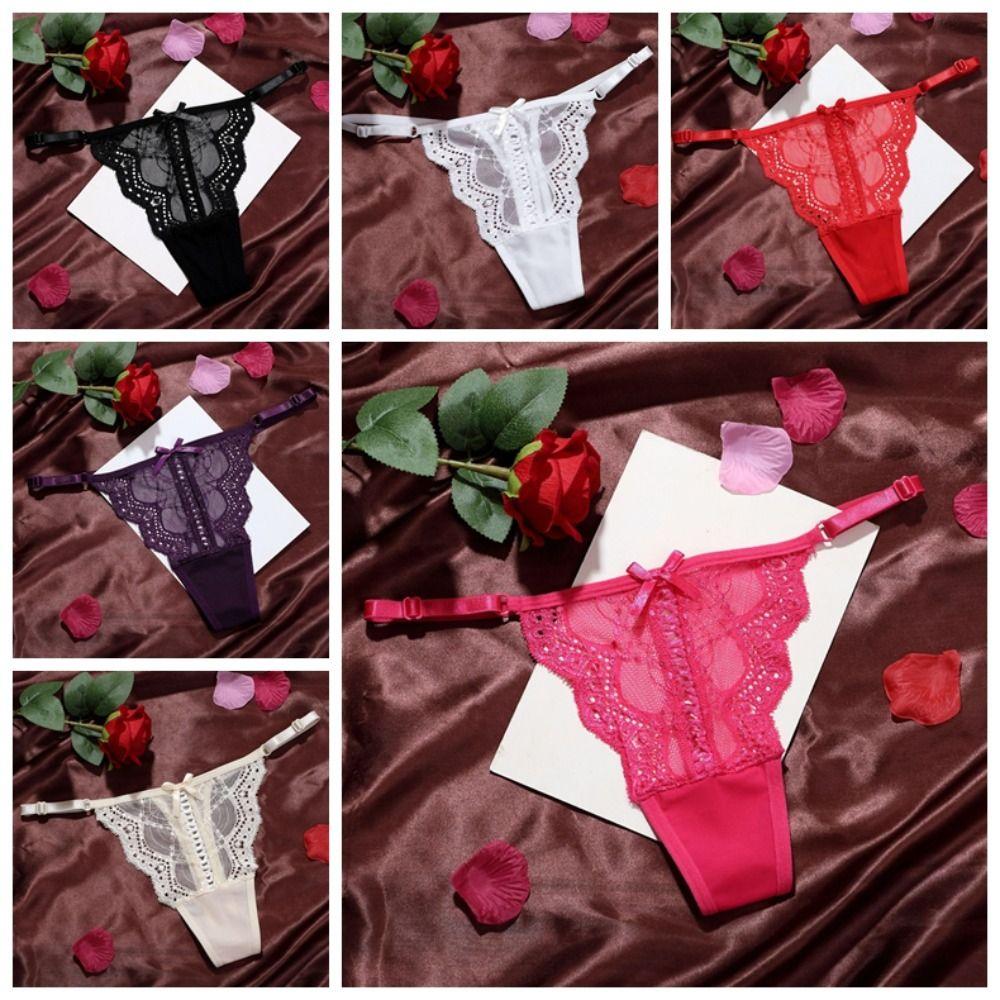 Thin Strap Underwear for Women Transparent Mesh Lace Briefs Fashion Lace Thong  Lady