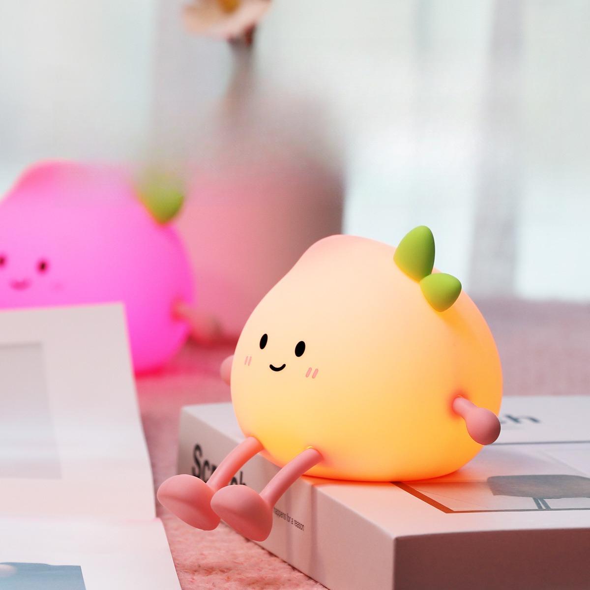 

1PC New Cute Peach Nightlight Colorful Timed Phone Stand with Soft Light and Sleeping Atmosphere Home Decoration