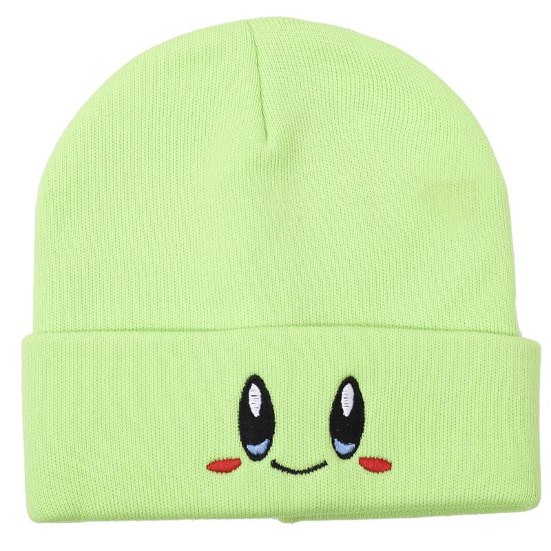 Hat Simple Knit With Big Eyed Smiling Face Embroidery Design For Outdoor Daily