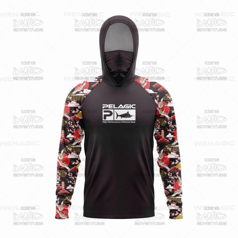 Mens Quick-Dry UV Protection Fishing Long Sleeve Hooded Shirt Lightweight Breathable Ice Silk Summer Outdoor Sports Cycling