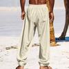 Men's Cotton Linen Thin Section Casual Trousers Straight Loose Printed Trousers Men's Summer Models