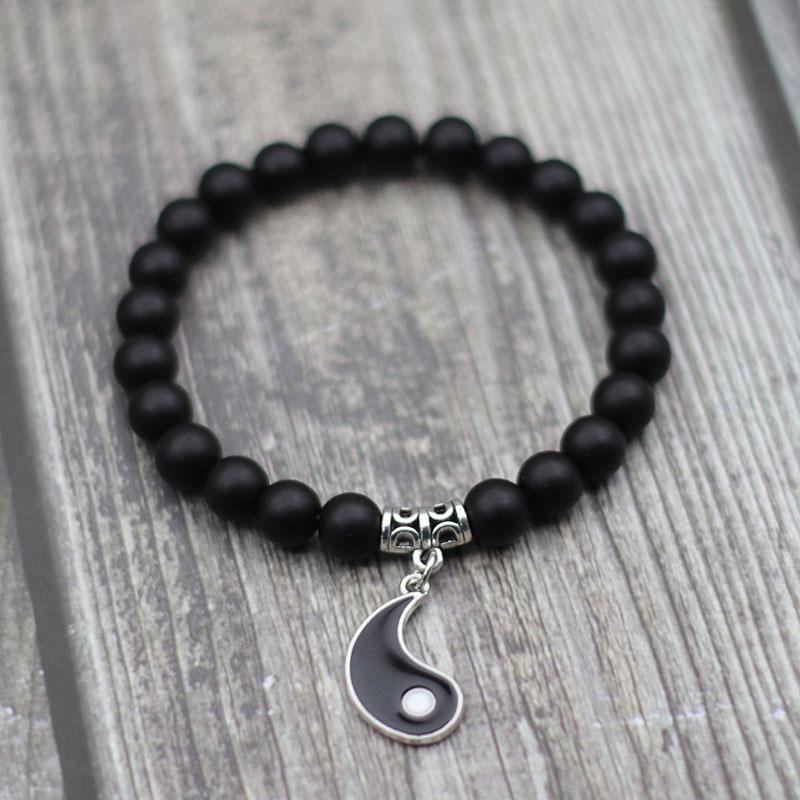 Valentine's Day Present Magentic Couple Bracelet Tai Chi Gossip Braclet Heart Magnet Lover Braslet Black White Beaded Brazalete