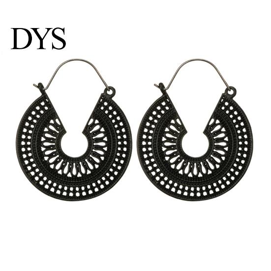 Women C Shape Hollow Hoop Earrings Vintage Party Club Pub Cocktail Jewelry Gift