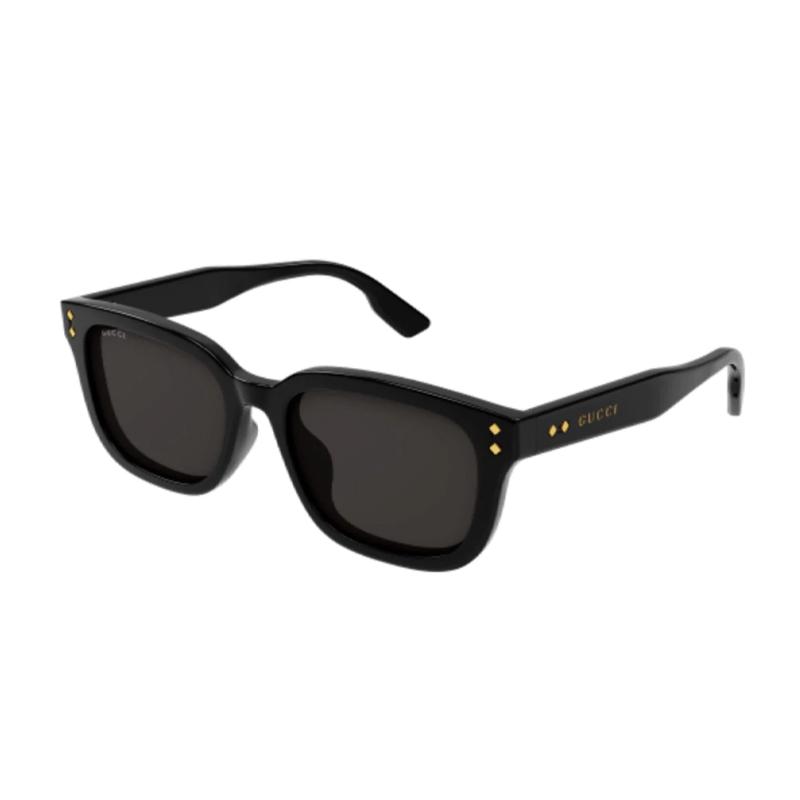 GUCCI Logo Temples Metal Irregular Sunglasses Unisex Black