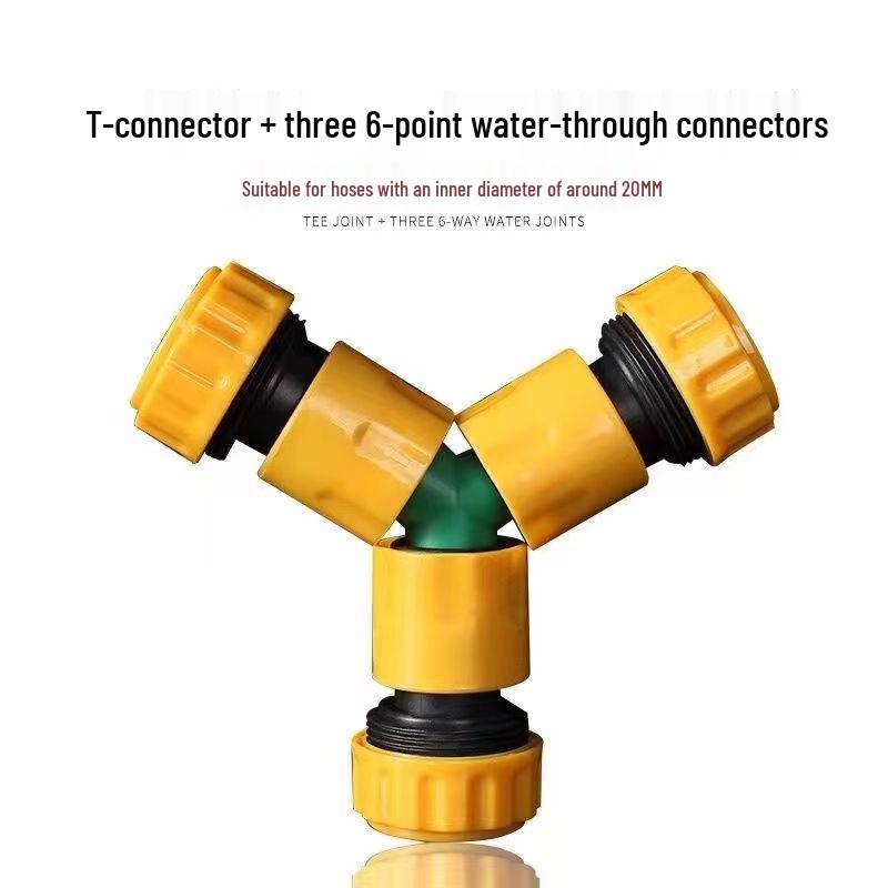 Soft Water Hose with Y-Valve 3-Way Splitter and Quick-Connect Nozzle