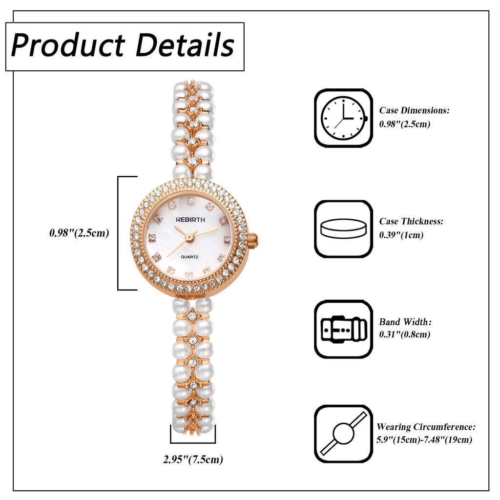 Cute Pearl Sparkle Analog Pearl Commuter Fashion Watch Perfect Gift for White Christmas Women's Watch Display, Waterproof, Strap, Watch, - Birthdays,