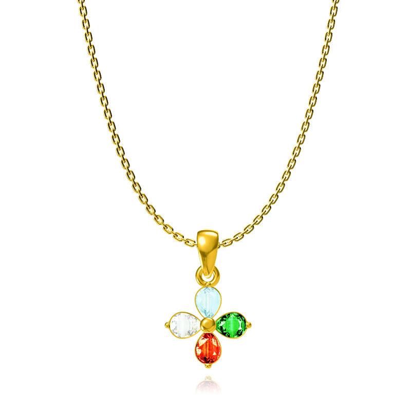 GemChic Women's Sweet Fashion Colorful Trend Zircon Pendant Necklace Female Simple Clavicle Chain Birthday Christmas Jewelry Gift