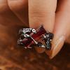 Black Gothic Irregular Thorns Ruby Rings Retro Hip-hop Personality Adjustable Finger Ring for Men Women Jewelry Gifts