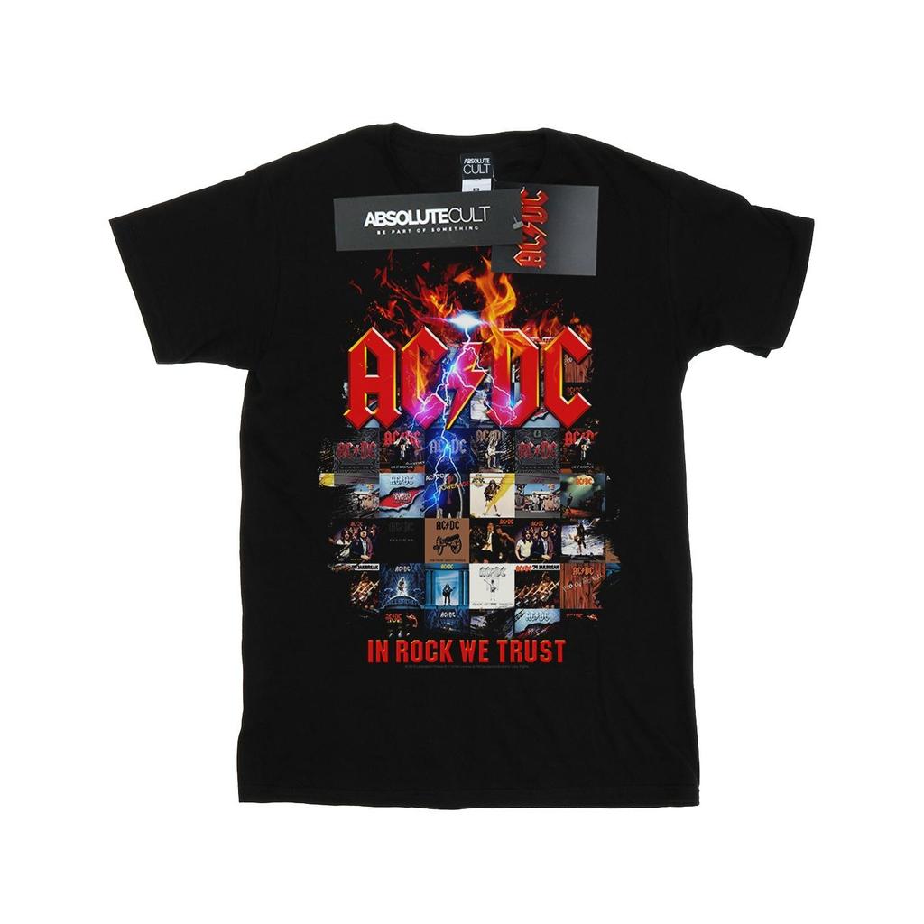 AC/DC Womens/Ladies In Rock We Trust Album Cover Cotton Boyfriend T-Shirt