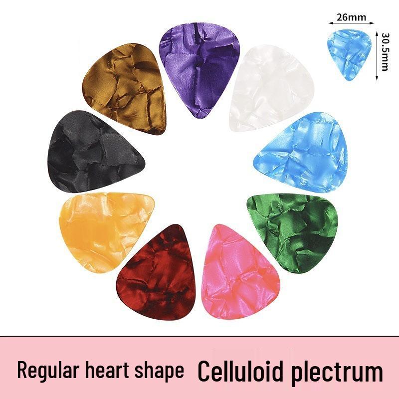 Heart & Triangle Celluloid Guitar Picks, 0.46mm to 1.2mm