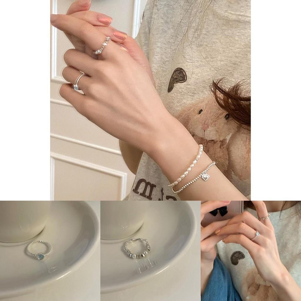 Stylish Minimalist Copper Ring With Pearl And Silver Gemstones For Fashionable Women