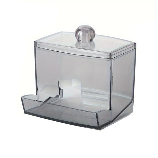 Storage Box with Bamboo Lid Dustproof Moisture Resistant Clear Acrylic Container Cotton Swabs Dental Floss Jewelry Organizer