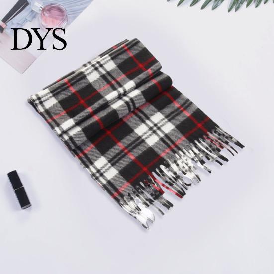 Imitation Cashmere Feel Scarf 10Pcs Men Women Plaid Print Tassel Trim Double Warm Winter Sided Velvet Long Contrast Color Thermal