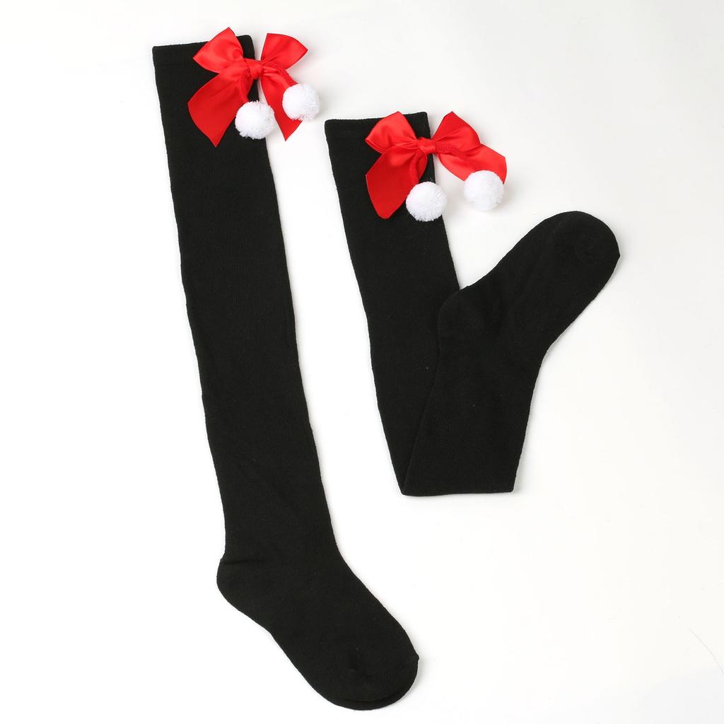 Women's Bowknot Christmas Stocking Pom-pom Socks Over-the-knee Socks