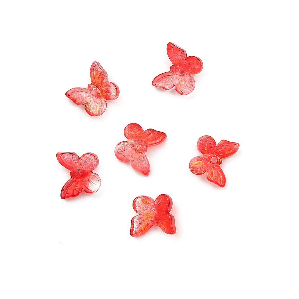 11x9,5mm 10pcs/saco contas de borboleta coloridas de vidro faça você mesmo pulseira colar brincos acessórios de joias