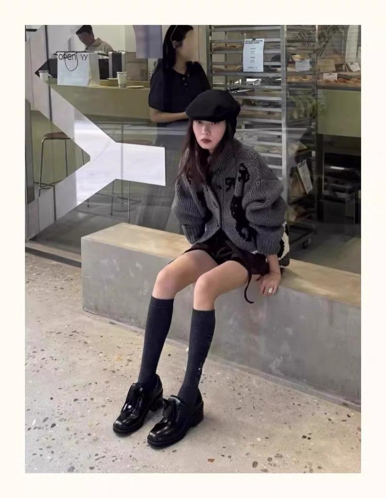 Spring Leather Retro Lace-up Platform High-heeled British Thick-heeled Small Leather Shoes Derby Shoes Single Shoes