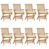 VidaXL Set of 8 Garden Chairs with Cushions, Patio Seats, Balcony Chairs, Outdoor Patio Furniture, White 3072906