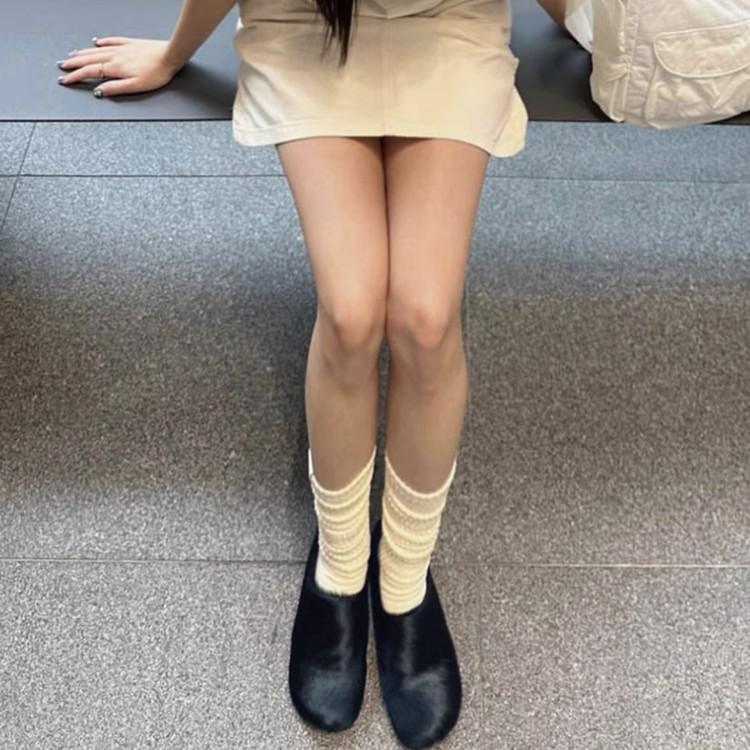 Shallow single shoes women's niche simple horse hair flat-bottomed versatile lazy shoes fashionable grandma shoes