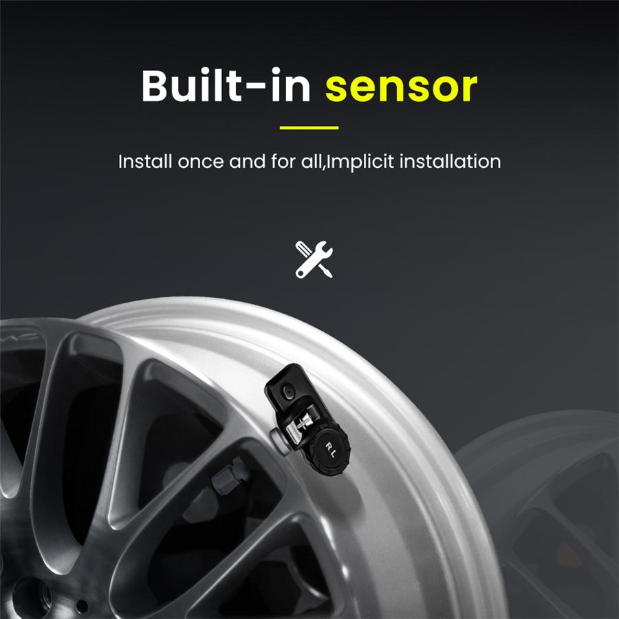 Wireless Car TPMS Tire Pressure Monitoring System Solar + USB Charging OBD2 Plug