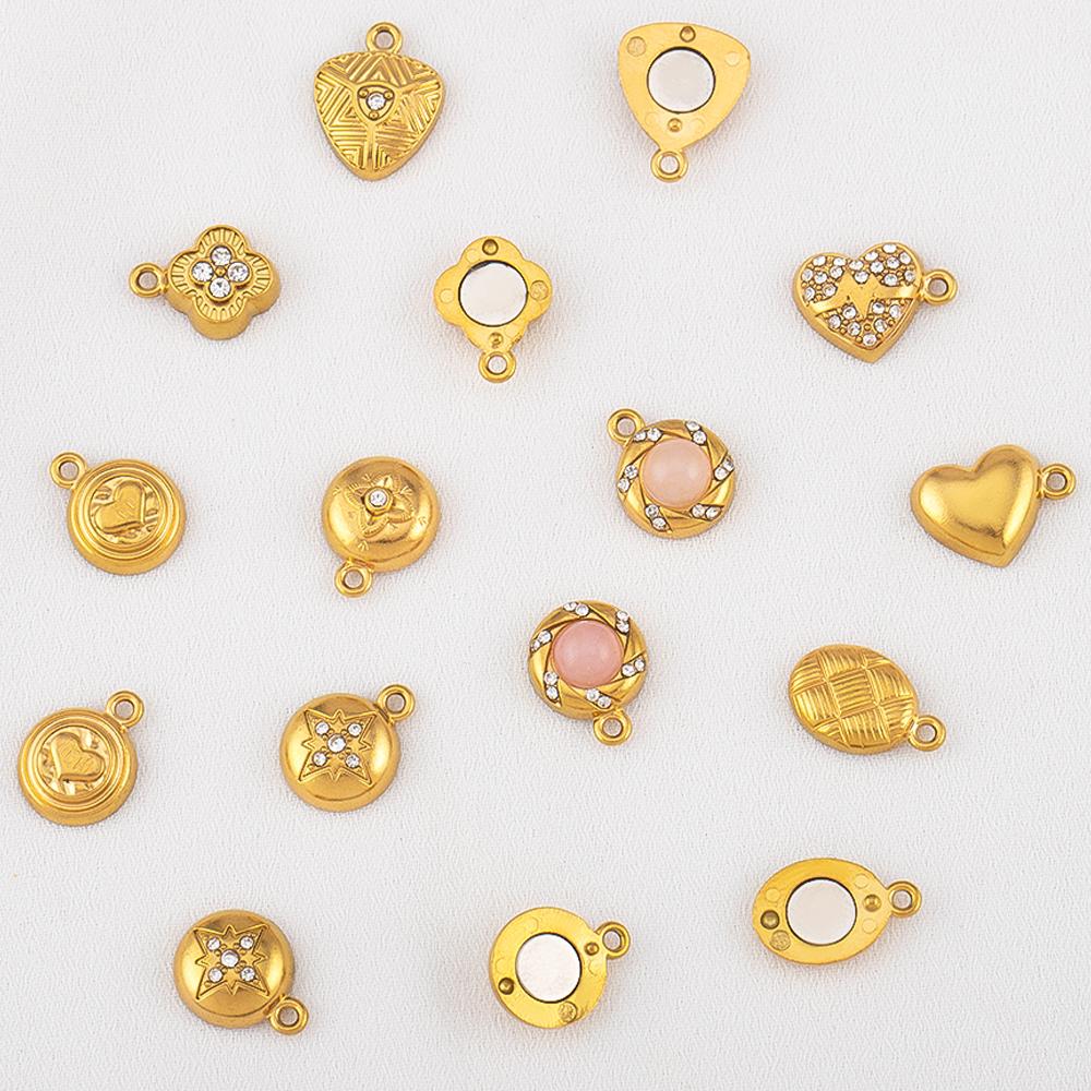 1Set Magnetic Buckle Stainless Steel Round Heart Clasp Flower Connector Bracelet Necklaces Jewelry Making DIY End Converter