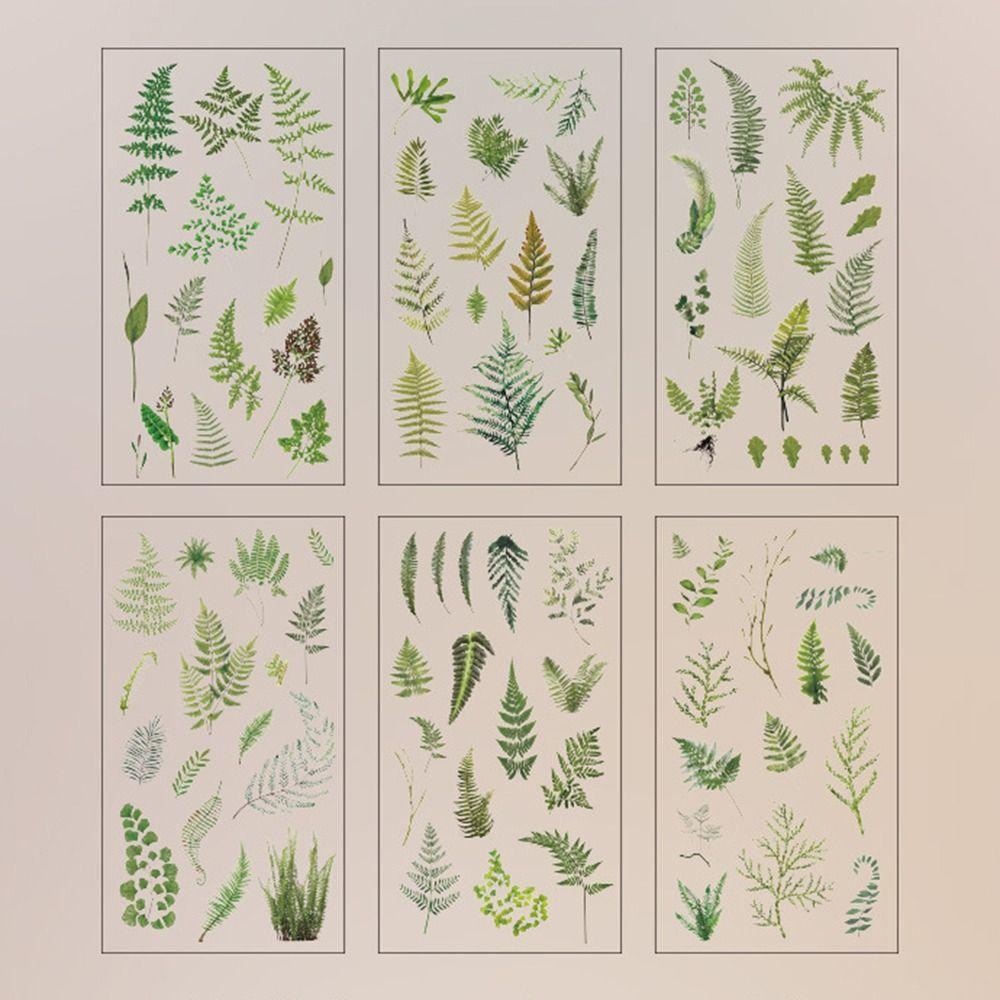 6 pcs/pack Adhesive PVC Plant Flower Sticker Nature Transparent Flower Stickers  Album