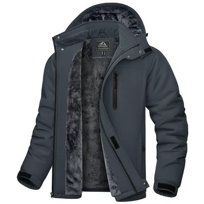 KEFITEVD Men's Winter Tactical Jacket, Waterproof, Windproof, Windbreaker for Fishing, Hiking, Camping, Trekking, Gray, Size L