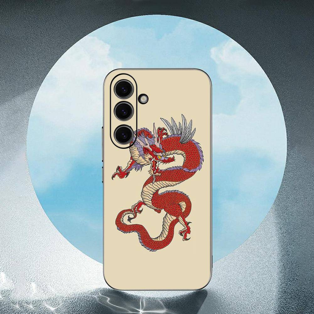 Fashion Animal Red Dragon Luxury Black Phone Case For Samsung Galaxy S23 S24 S25 Ultra S22 Plus S21