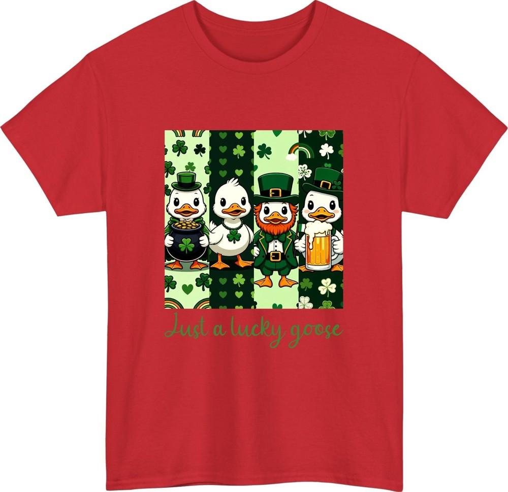 St Patricks Day Just A Lucky Goose T Shirt Funny Irish Shamrock Tee S