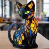 2025 Cat Lamp, Cat Lamp Stained Glass,Retro Cats Stained Resin Tabletop Night Light,3D Cute Pet Led 