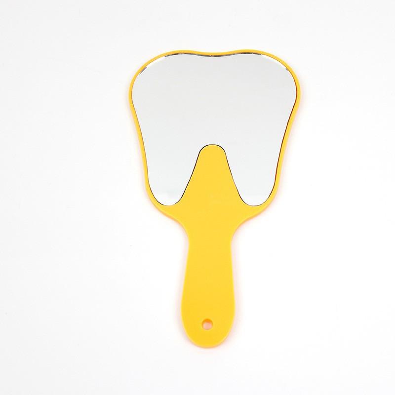GULPOOE 1Pcs Dental Mouth Examination Mirror with Handle Cute Tooth Shaped Mirror Unbreakable Patient Hand Mirror Dentistry Gift
