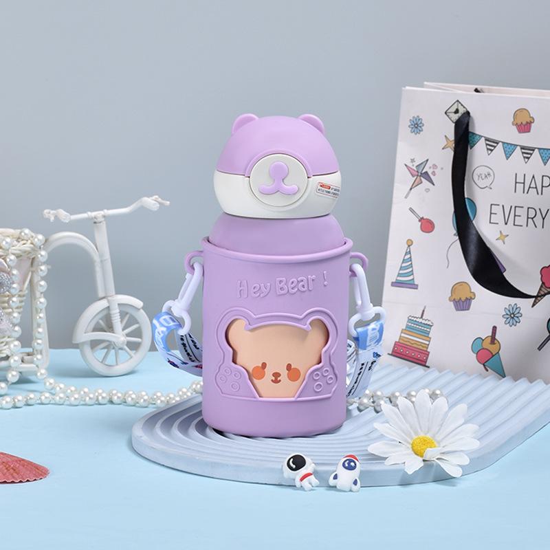 

Детская вакуумная колба из нержавеющей стали 316, портативная присоска большой емкости, милый медвежонок, вакуумная прыгающая чашка 500ml