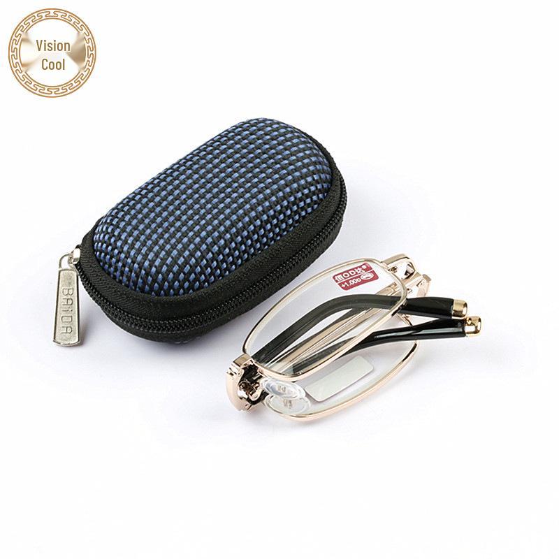 

Портативные складные очки для чтения Baida для мужчин и женщин, маленькие и легкие со стеклянными линзами (Модель 072) +100