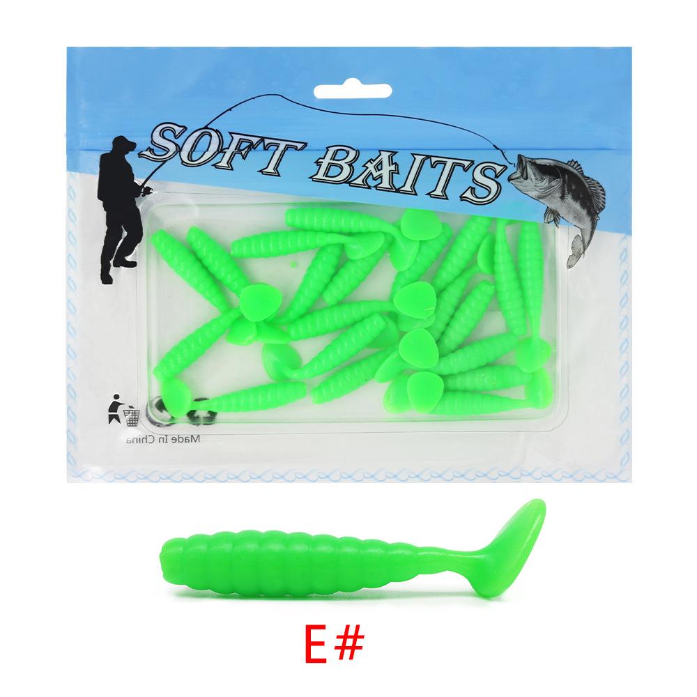 Outdoor Fishing Fluctuation T-tail Soft Bait (4cm/1.4g) 20 Pieces of Lures