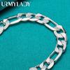 925 Sterling Silver 12mm Side Chain Bracelet Fashion Jewelry MB116