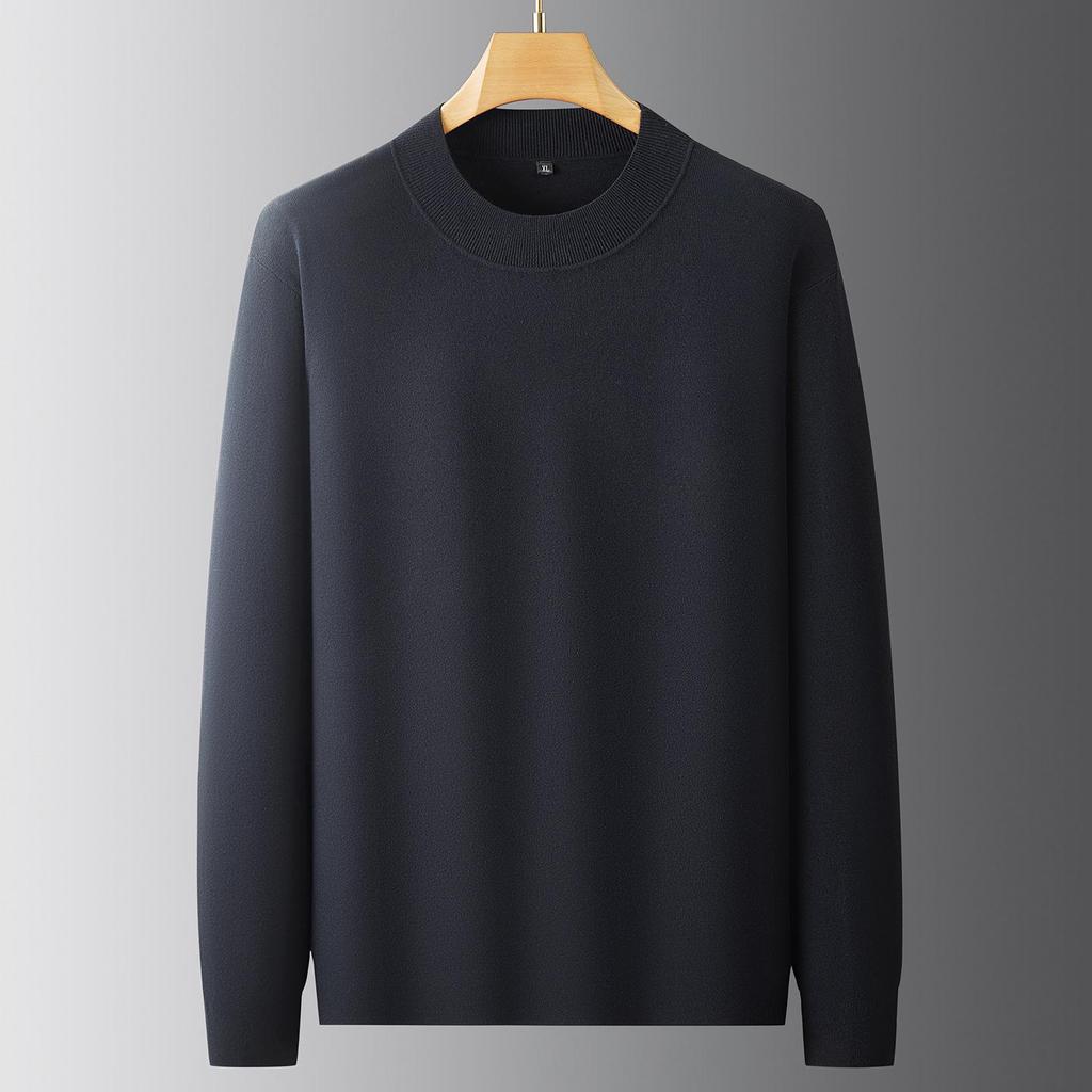 2025 Autumn Men's Plus Size Thick Knit Pure Color Long Sleeve Hoodie