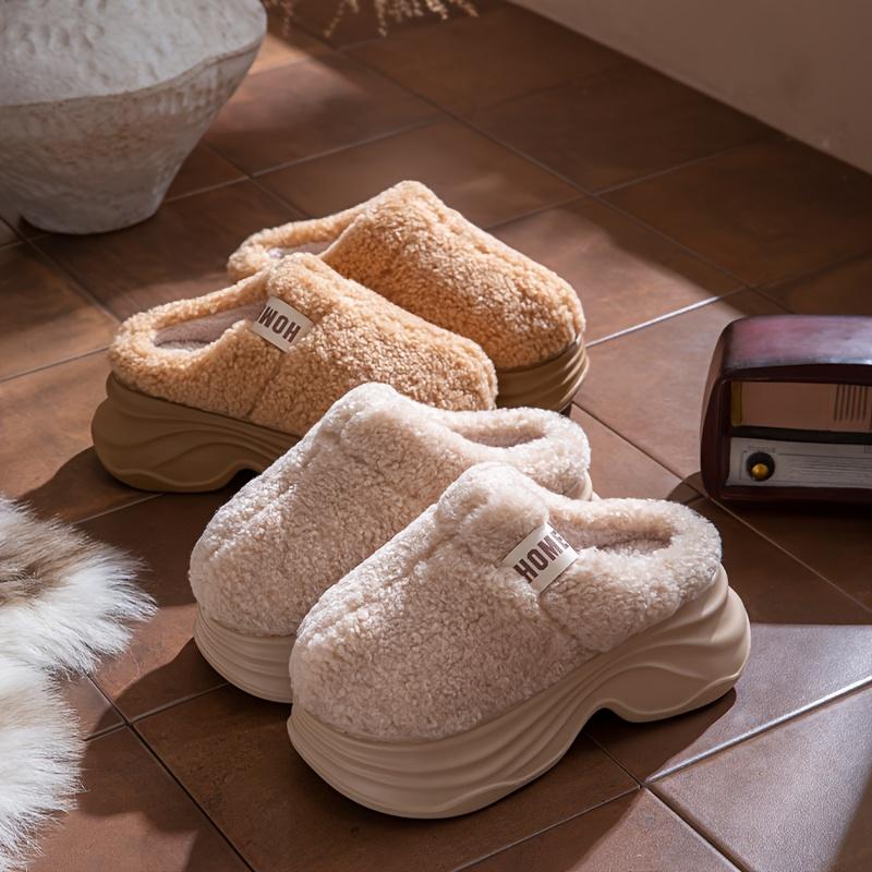 [Plush Winter Slippers]Women's & Men-like-like (Unisex-like) Plush Winter Slippers - Thick-Soled, Non-Slip Warm,Indoor House, Cozy & Soft Fabric